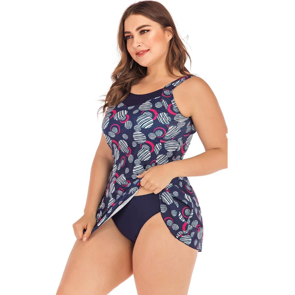 Swimming Skirt Women Plus Size Two Piece Beach Wear Dress 5XL Printing Large Bathing Suit Mujer Verano Sexy Swimsuit Bikini-Girl