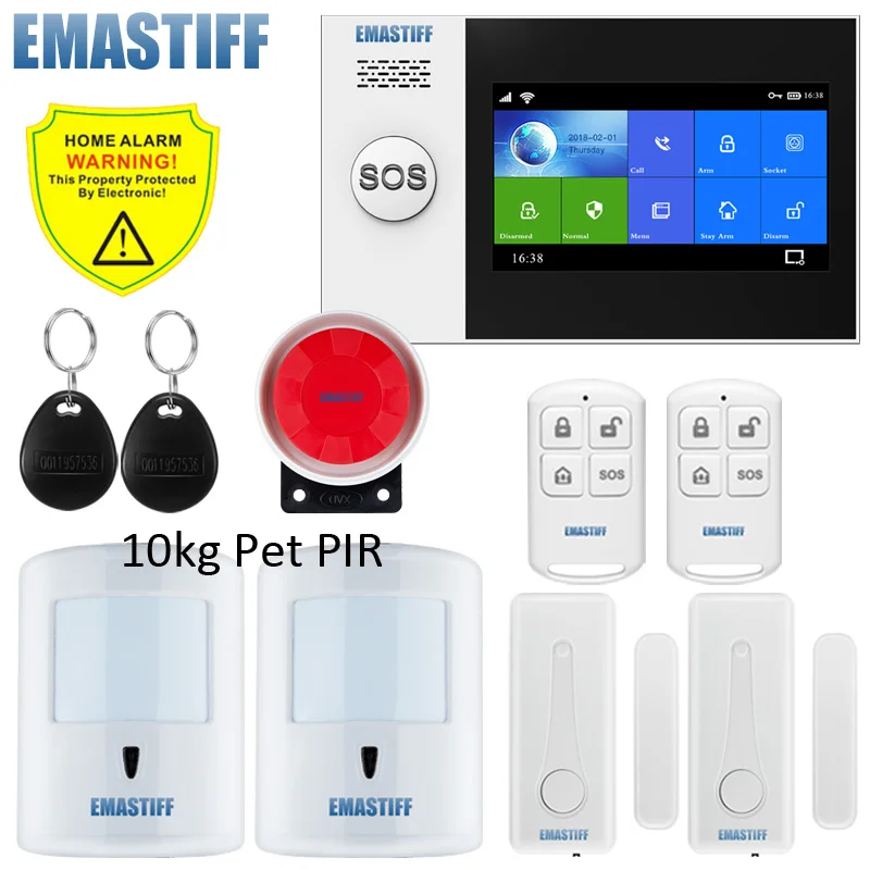 W4B8 W4B 4,3 дюймов TFT экран wifi GSM домашняя охранная сигнализация Детектор движения с приложением контроль пожарный детектор дыма Сигнализация - Цвет: W4B8