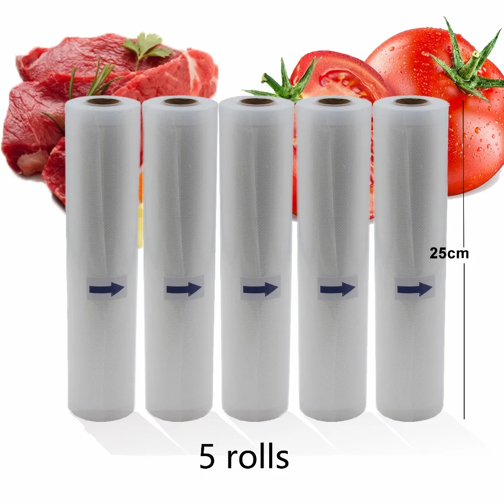 5rolls/Lot дома Кухня Вакуумная Упаковка для продуктов для вакуумный упаковщик для хранения сумки сохранение продуктов в свежем состоянии 25 см