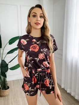 

Fashion Sexy Women Summer Playsuit Female Floral Print Rompers Casual Loose Bodysuit Streetwear Jumpsuit Women Playsuits