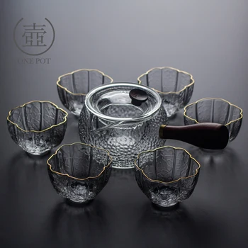 

Japanese side handle glass teapot high temperature resistant filter hammer pattern making flower tea pot cup kungfu tea set