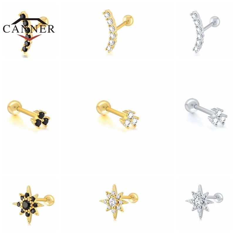 Pendiente de cartílago de circonia cúbica para mujer, aretes pequeños de Plata de Ley 925, Piercing para la oreja, regalos de joyería, 1 ud.
