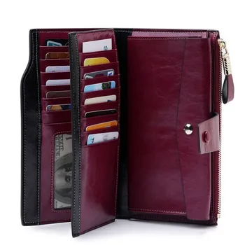 

Irregular Multi-Function Solid Color Leather Wallet Zipper Long Style Coin Purse Card Holder Business Handbags bolsa feminina