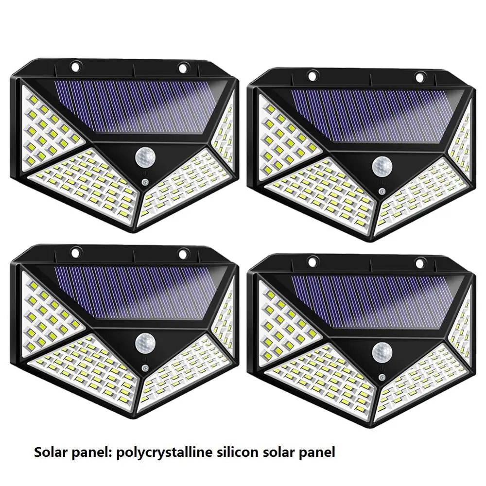 4pcs Открытый 100LED 1200LM солнечный светильник Водонепроницаемый 4-сторонняя лампа на солнечной энергии солнца светильник двор безопасности супер яркий светодиодный светильник широкоугольного освещения - Испускаемый цвет: 4pcs