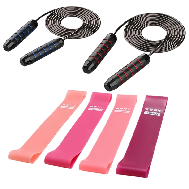 

Resistance Loop Band Set Exercise Work Out Fitness Bands with 2 Pack Jump Rope for Legs and Glutes Physicaly Stretch