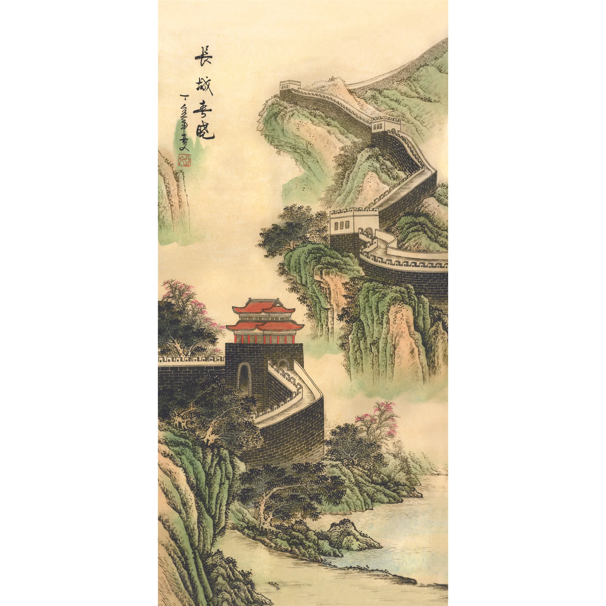 

Wall art, Painting by numbers, ,Chinese Traditional Silk Scroll Painting Wall Pictures,Silk Wall Poster Prints Great Wall Spring