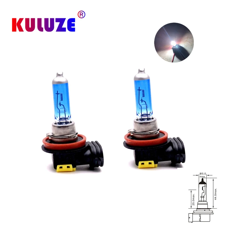 KULUZE 10개입 H8 12V 35w 할로겐 자동차 안개등 고품질 55W PGJ19-1 석영 유리 전구 슈퍼 화이트 도매 할로겐 전구