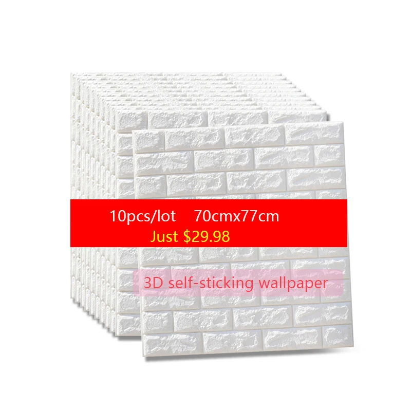 

10PCS Household Environment Friendly Modern 3D Wall Stickers Living Room Bedding Room Self Adhesive Waterproof Brick Wallpaper