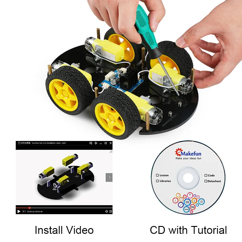Emakefun для Arduino робот 4WD автомобили приложение RC пульт дистанционного управления Bluetooth робототехники Обучающий Набор Обучающие игрушки для детей