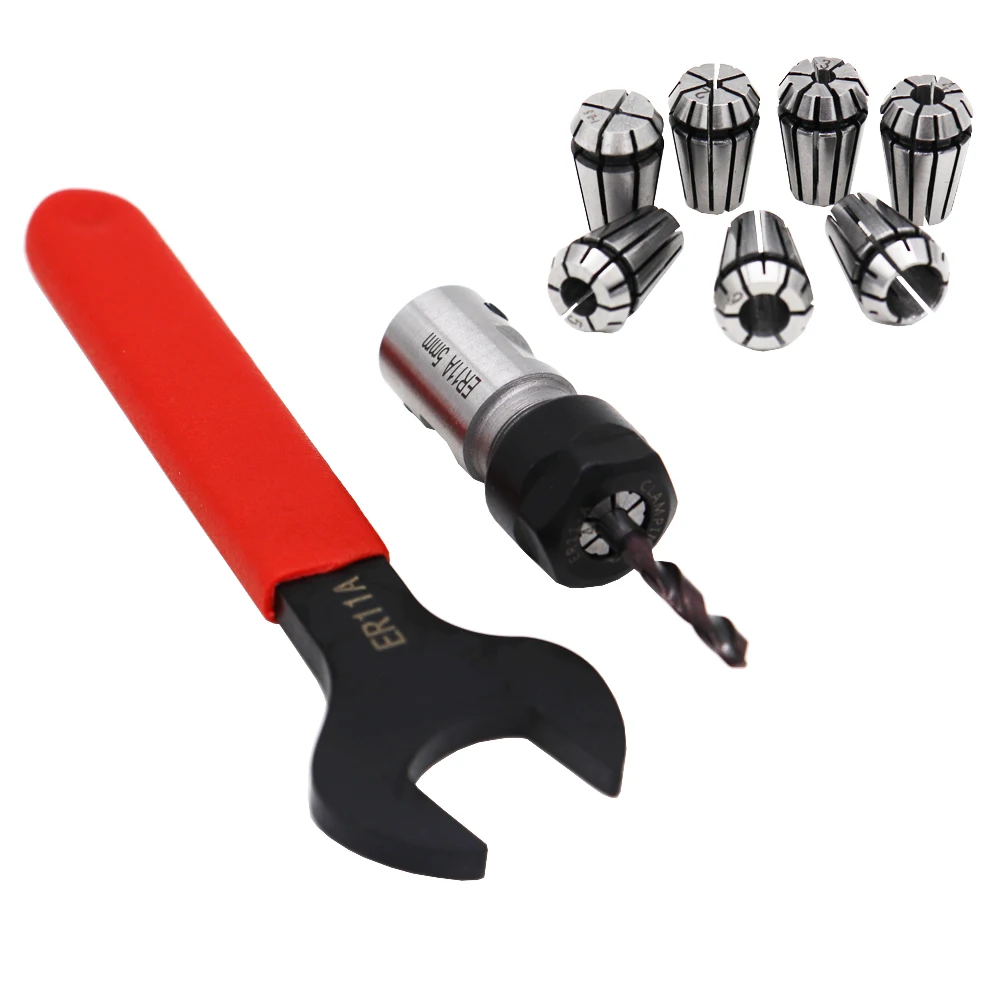 

7Pcs ER11 1-7mm Spring Collets Chuck With ER11A 5mm Motor Shaft Holder Extension Rod,Giving a ER11A Type Wrench