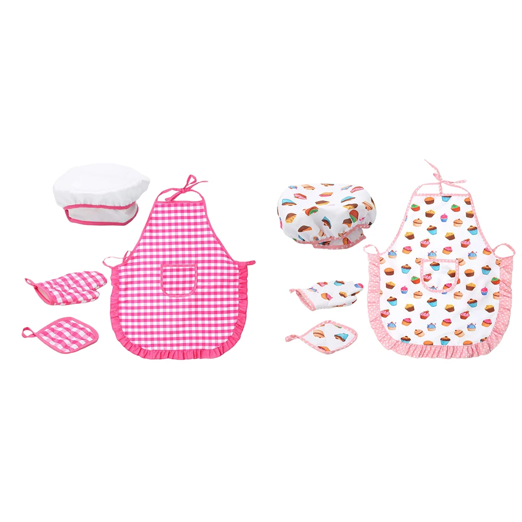 4pcs Smart Cookie Chefs Apron Set Kids Chef Hat & Apron with Accessories Pretend Play Kitchen Kit for Kids Children