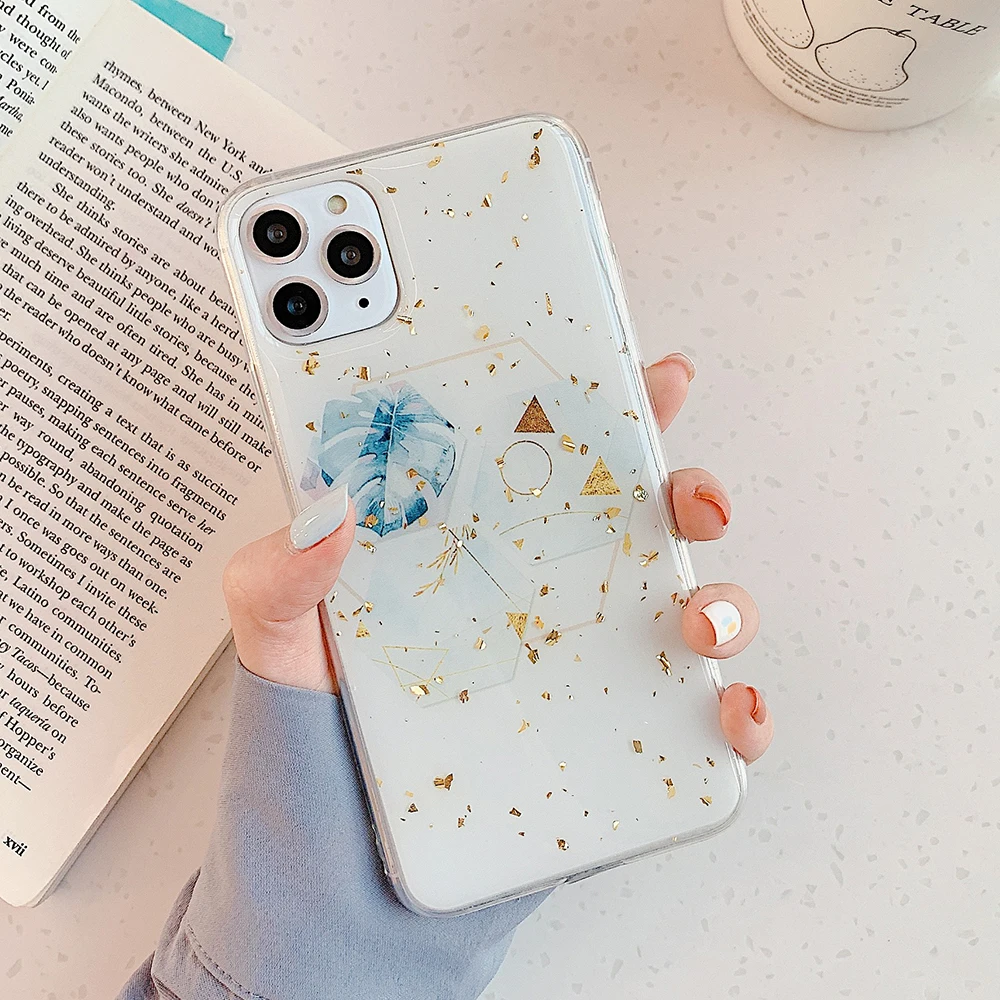 k LOVECOM градиентные цветные Чехлы под мрамор для iPhone 11 Pro Max XS Max XR XS X 6 6S 7 8 Plus мягкая задняя крышка для телефона из ТПУ с золотым порошком - Цвет: k