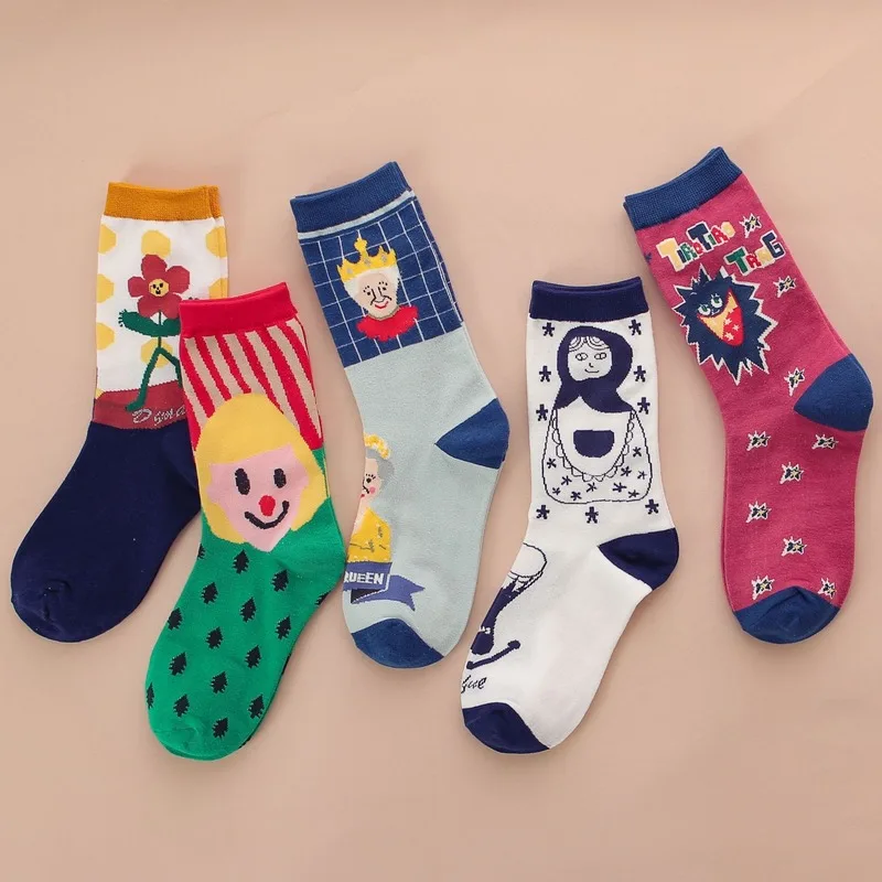 

NEW Winter Hip Hop Cartoon Japanese Harajuku Women Cotton Socks Kawaii Floret Fashions Men Unisex Kawaii Korean Pink Cute Socks