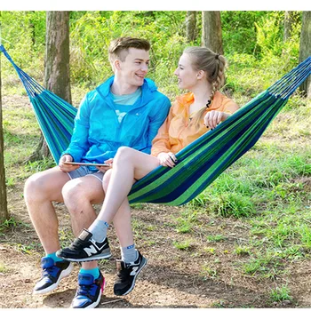

Toparchery Hammock 2 sizes hamac outdoor Leisure bed hanging bed double sleeping canvas swing hammock camping hunting 2 Color