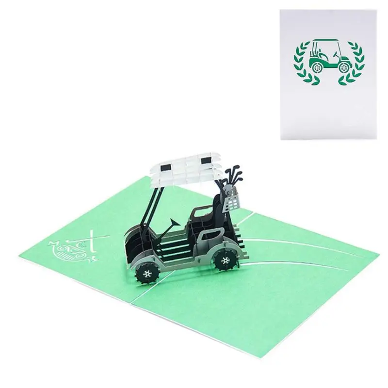  Golf Cart 3D Pop Up Greeting Card Handmade Birthday Wedding Invitation Craft Art - 4000258110786