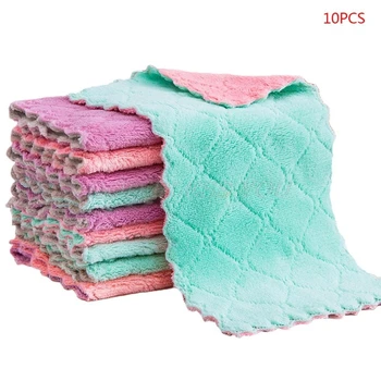 

10 Pcs Double-sided Dishcloth Cleaning Washable Dish Rag Reusable Nonstick Oil Drop Shipping