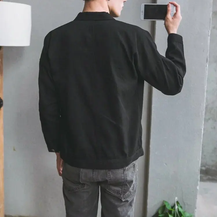 Стиль, весна и осень, мужское повседневное джинсовое пальто в Корейском стиле, мужская приталенная ретро куртка, Мужская одежда, джинсовое пальто