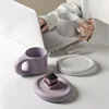 300ml Nordic Ceramic Speckled Bold Mug Plate set Coffee Milk Tea Cup Dinnerware Western Dish Dessert Plate Cake Rustic Dishware 5