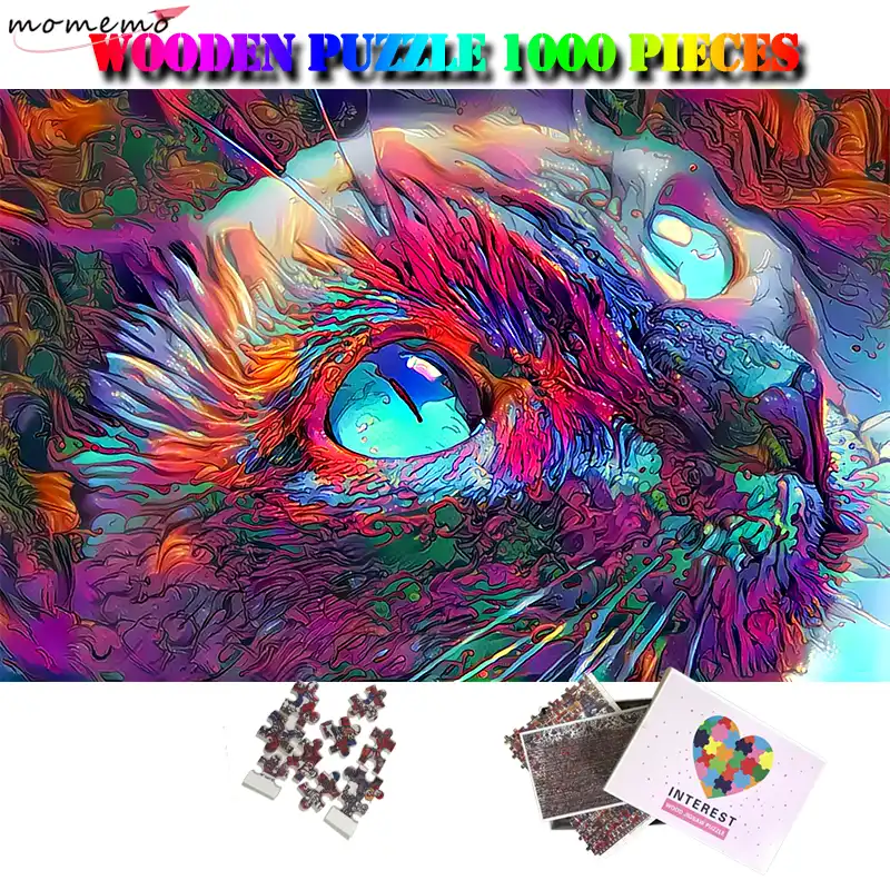 Momemo Colore Chat Puzzle 1000 Pieces En Bois Puzzle Adultes 1000 Pieces Creatif Puzzle Jeux Pour Enfants En Bois Cadeaux Jouets Aliexpress