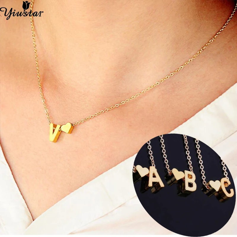 Yiustar Tiny Heart Initial Choker Dainty Letter Necklace for Women Girls Pendant Jewelry Mother Daughter Necklace Yiustar Tiny Heart Initial Choker Dainty Letter Necklace for Women Girls Pendant Jewelry Mother Daughter Necklace