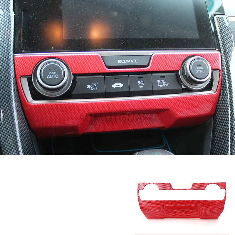 

Car Carbon Fiber Style Center Console Air Conditioner Button Frame Panel Trim Sticker For Honda Civic 2016 2017 2018 2019