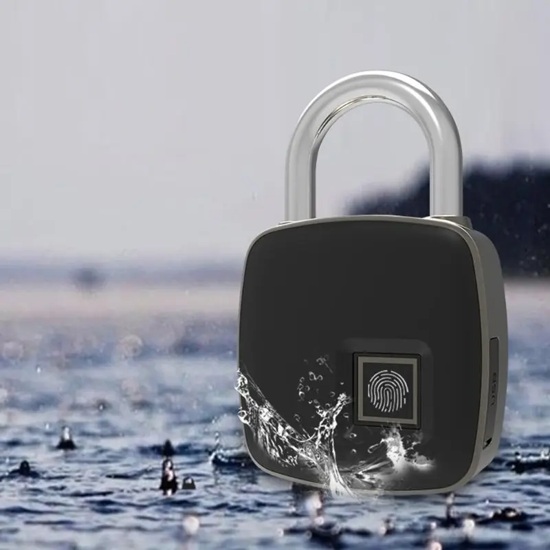 Смарт-замок без ключа с отпечатком пальца USB зарядка IP65 Водонепроницаемый Противоугонный замок