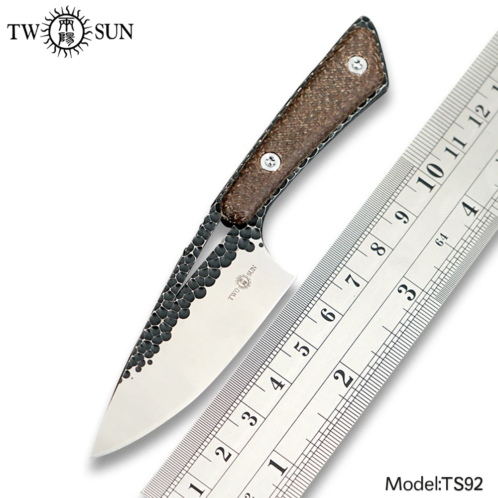 

TWOSUN Knives Mini S90V Blade Fixed Blade Knife Pocket Knife Survival Tactical Knife Hunting Outdoor Camping Tool EDC TS92