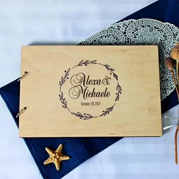 

personaliz Photo Album ,Wedding guest book, Wooden photo album,Rustic Alternative DIY Scrapbook,Guests A5 A4