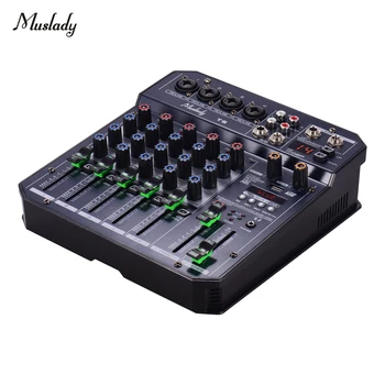 

Muslady T6 Portable 6-Channel Sound Card Mixing Console Audio Mixer Built-in 48V Phantom power Supports BT Connection DJ Live