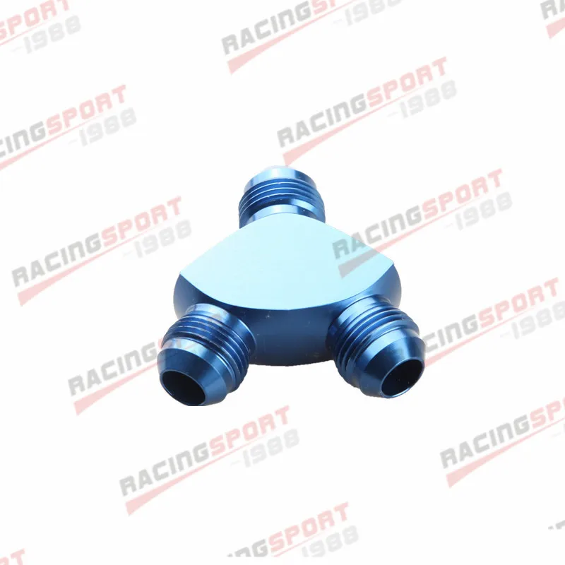 Black Aluminum Y-Block Adapter Fitting - 1/8" NPT Inlet To Dual 3AN Outlets For Fuel/Oil Lines