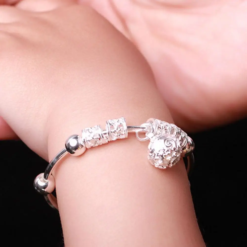 2Pcs Adjustable Infant Baby Embossing Bell Bangle Hand Bracelet Jewelry gift for praying for Cute Child Baby Bangles 2020 New 3