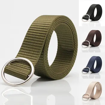 

Holeless Canvas Belt Women Long Belts Jeans Belt Unisex Nylon Belts Round Buckle Waistband Casual All-matching Waist Belt Hot