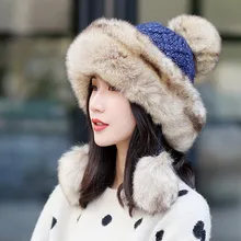 Женская бархатная теплая шапка, зимние шапки, вязанная шерстяная шапка с помпонами для волос, вязаная шапка для женщин, Новинка