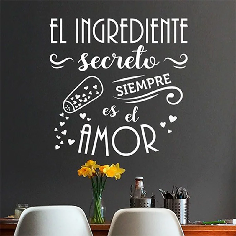 Large The Secret Ingredient Is Always Love Quote Wall Sticker Kitchen Kids Room Family Secret Love Heart Quote Wall Decal (3)
