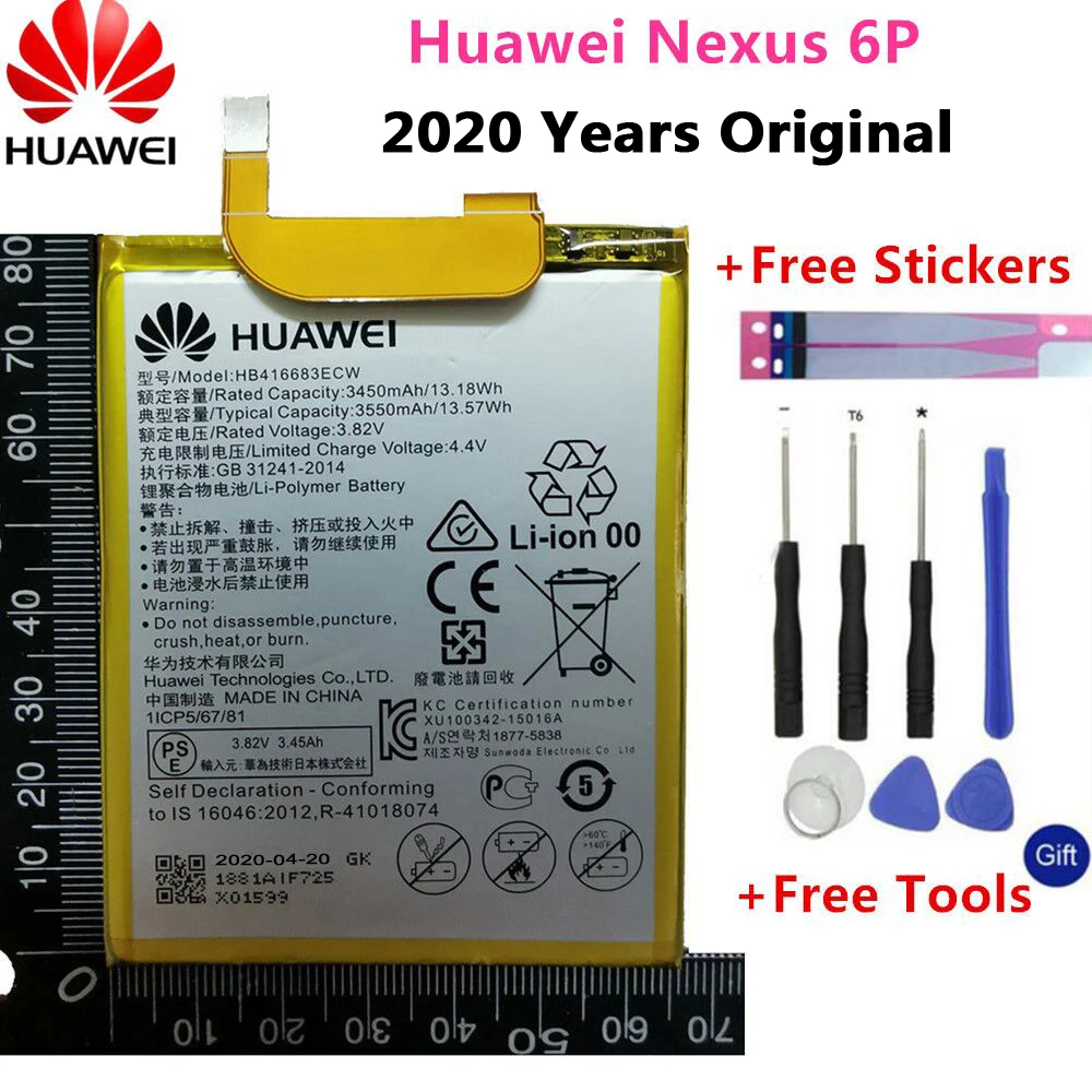 2020 лет оригинальный HB416683ECW аккумулятор 3550 mAh Для Huawei Google Ascend Nexus 6P H1511 H1512 батарея +