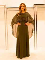 Lace Chiffon Mother of the Bride Dresses Wrap Jacket Appliques Floor Length Wedding Party Guest Evening Prom Gowns