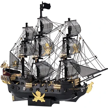 Piececool 3D Metal Puzzle P151Pirate Ship Military Assembly metal Model kit DIY 3D Laser Cut Model Puzzle Toys for Children