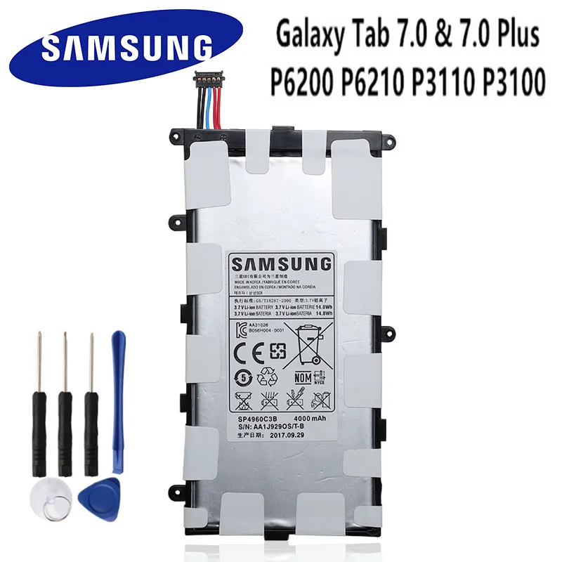 Orginal Tablet SP4960C3B Battery 4000mAh For Samsung Galaxy Tab 2 7.0/7.0 Plus GT-P3100 P3100 P3110 P6200 GT-P3113 | Мобильные