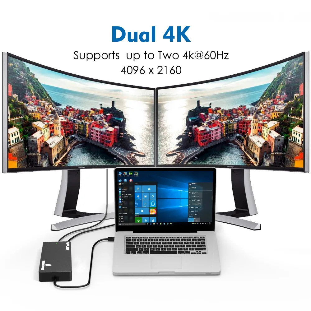 Док станция Wavlink Thunderbolt 3 USB C Dual 4K @ 60Hz DisplayPort 5K с 0 Gigabit Ethernet для ноутбука Macbook