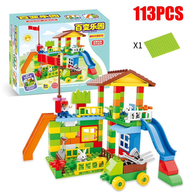 

Big Size Slide Blocks Compatible Legoinglys Duploed City House Roof Big Particle Building Blocks Castle Brick Toys For Children