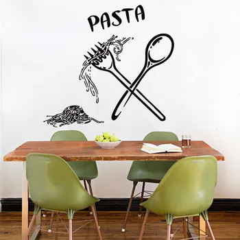 

Pasta Wall Stickers Food Meal Spoon Fork Wall Decal Cafe Kitchen Tile Wall Decorative Vinyl Living Room Decoration Wallpaper