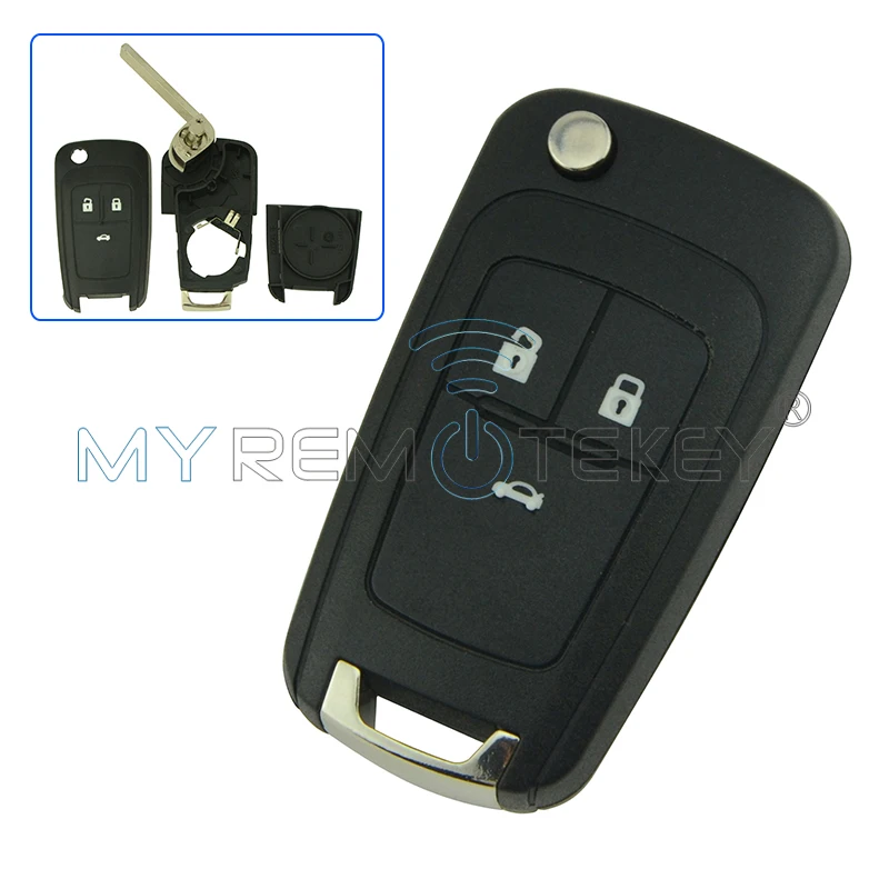 Flip remote car key shell case cover 3 button HU100 key blade for Buick excelle for Opel for Holden remtekey