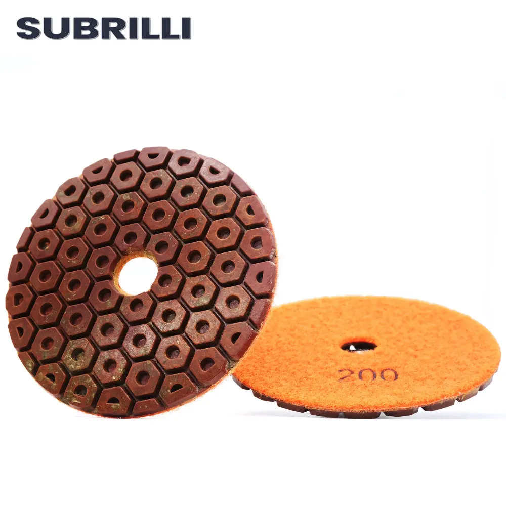 

SUBRILLI 4" Metal Diamond Polishing Pad Copper Particles Bond Grinding Wheel For Granite Marble Concrete Floor Sanding Disc