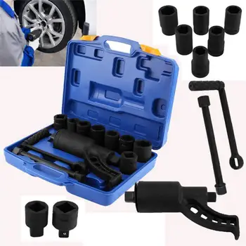 

11pcs/Set Alloy Steel Heavy Duty Multiplier Wheel Lug Nut Wrench Lugnuts Remover Labor Saving With 8 Socket Car Tools