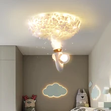 

Jet Rocket Light Creative Children Ceiling Light for Bedroom Kids Room Lighting White Cotton Eye Care Baby Boy Ceiling Lamp Warm
