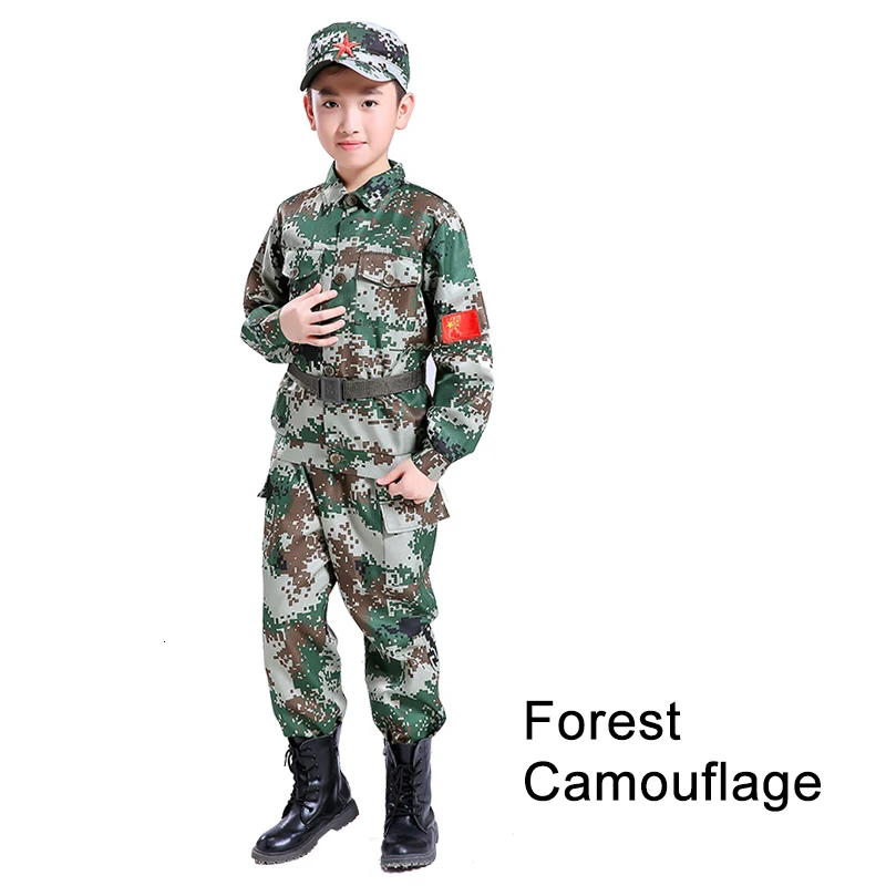 Детский Тактический Камуфляжный Набор для охоты, детская армейская форма для мальчиков и девочек, армейские куртки джунглей для мужчин, страйкбол, Ghillie, костюм, спортивная одежда - Цвет: 7
