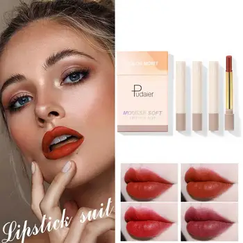 

2g * 4 Mousse Soft Matte Lipstick Set Makeup Small Cigarette Lipstick Dry Maquiagem Matte Smoke Not Soft Moisturize Batom T B7I6