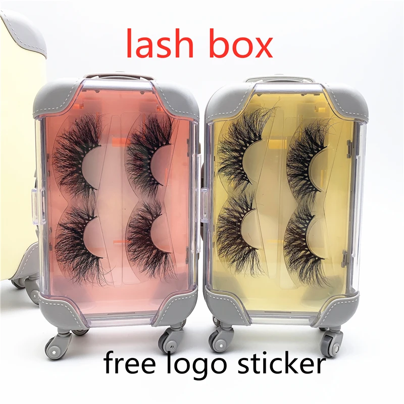 

wholesale false eyelashes packaging box pink luggage lashes suitcase luxury mink lashes packing fluffy and curly case empty