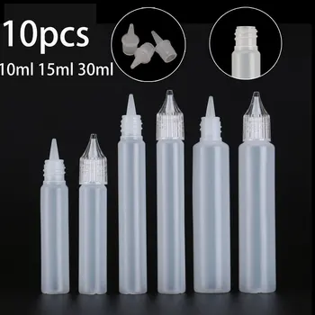 

10pcs x 10ml 15ml 30ml Empty Dropper Bottles Plastic E Liquid Juice Squeezable Milky Containers LDPE with Crystal Caps
