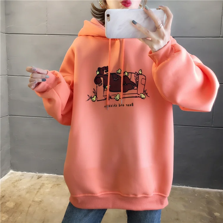 Плюс Размер Уличная sudaderas mujer негабаритных женская одежда толстовка с капюшоном kawaii впитывает пот и бархат нижнее белье женские A5634